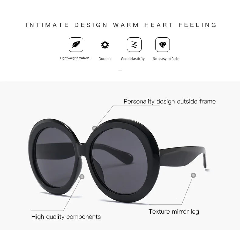 Unisex Big Round Sunglasses Women 2023 New Fashion Retro Oversized Sun Glasses Vintage Gradient Black Shades Luxury Eyewear