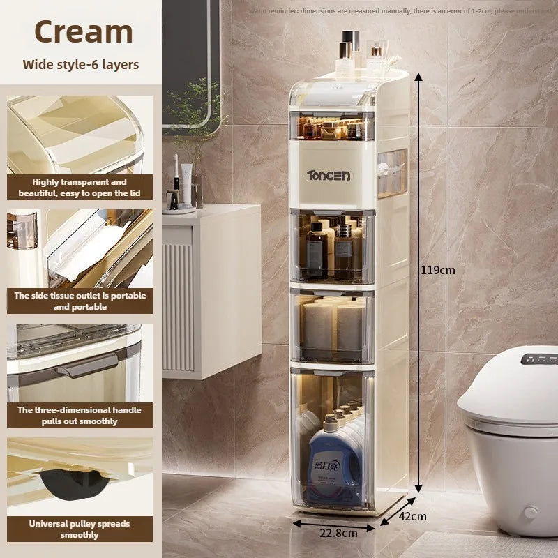 Bathroom crevice cabinet, bathroom living room storage cabinet, multifunctional storage cabinet, storage rack, large capacity