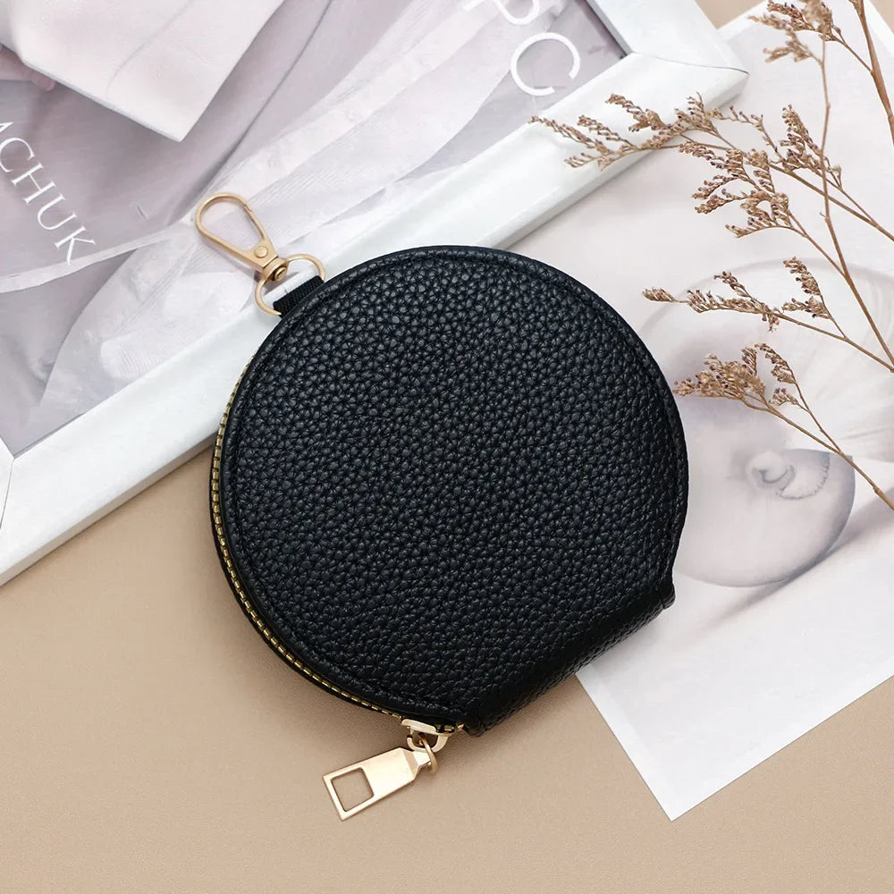 New High Quality Women's Zipper Wallet Portable Round Mini Card Bag Female Coin Pocket Key Bag Credit Card Holder Women's Purses