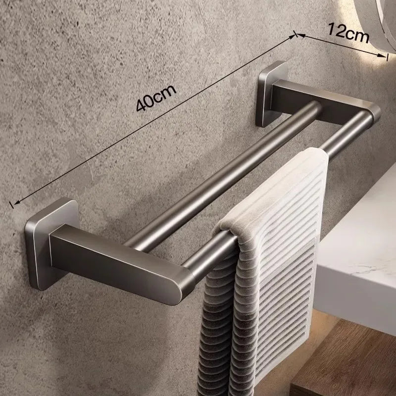 Towel rack modern space aluminum non-perforated wall mounting shelves bathroom towel rack single rod toilet storage hanger
