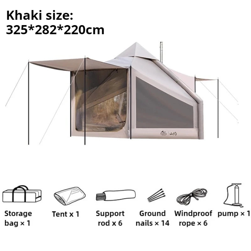 Family Tourist Inflatable Tent Outdoor Sunshade Windproof Stable Nature Hike Camping Tent Portable Overnight Camping Supplies