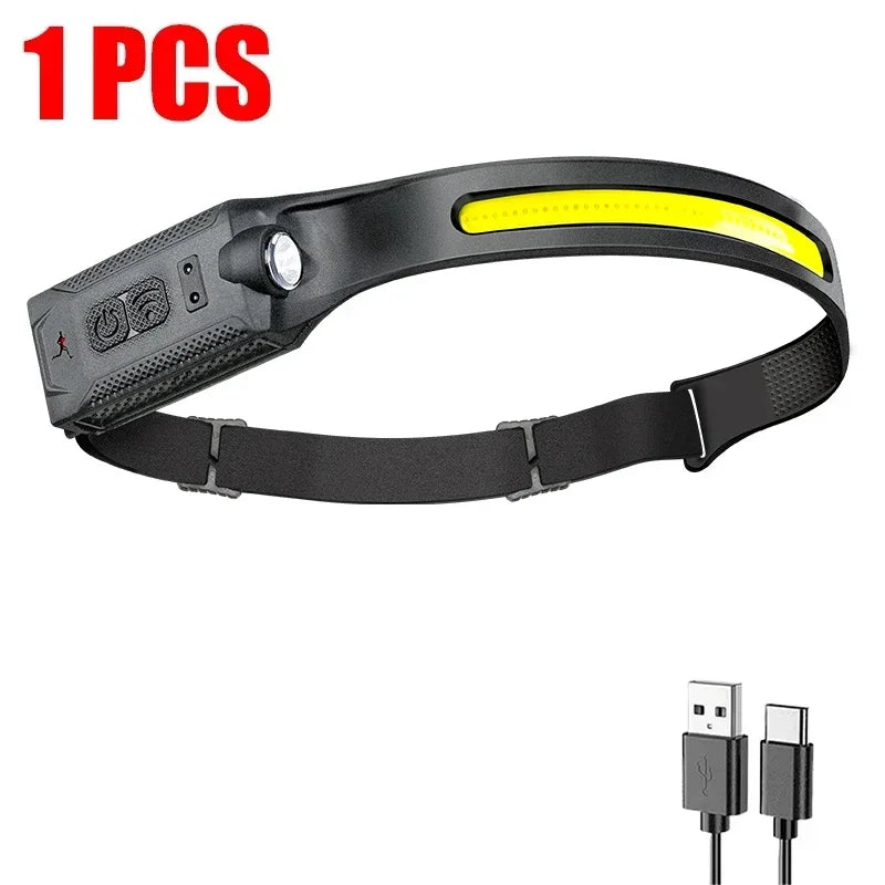 Powerful LED Induction Headlamp Use18650 Rechargeable battery Headlight Aluminium Outdoor camping Lamp High Lumen Head Torch