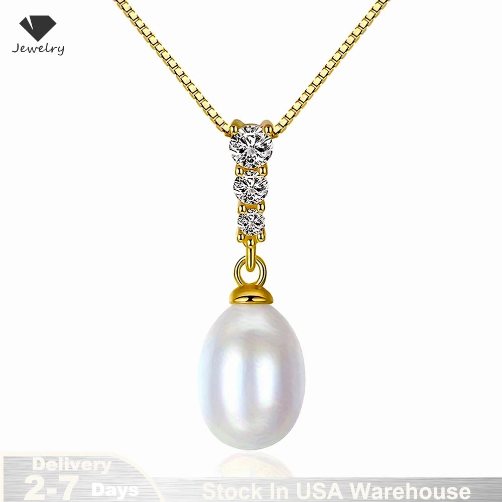 925 Silver Chains Original Certified Moissanite Necklace for Women 18k Gold Plated Pearl Pendant Necklaces Jewelry Ships from US