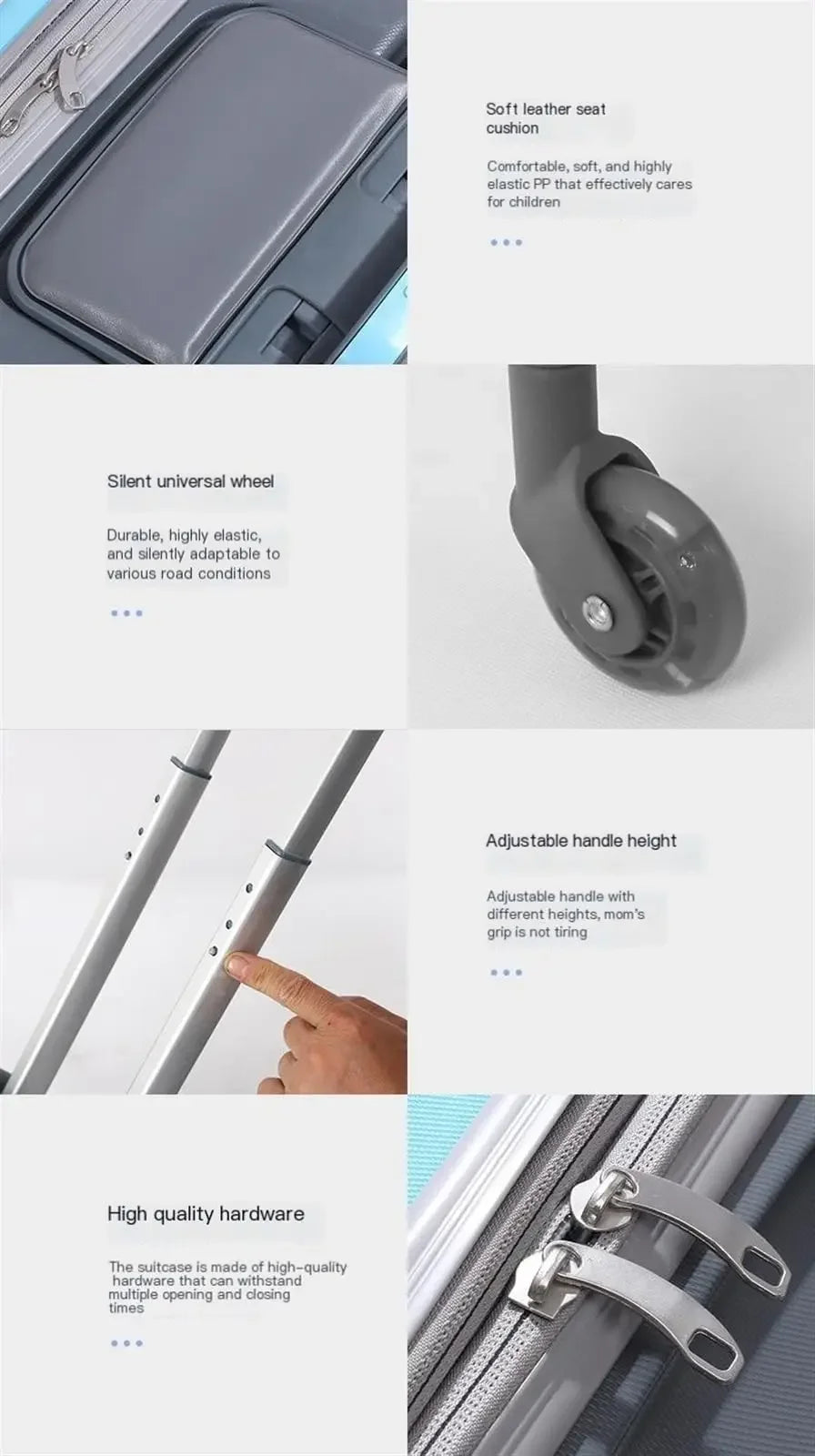 Kid Suitcase Luggage with Spinner Wheels,Large Suitcases with Child Seat Design,20 Inch Hardside Carry on Luggage for Travel