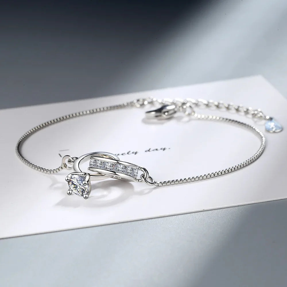 LIhong S925 Sterling Silver Women's Diamond Zircon Bracelet Necklace Wedding Luxury Jewelry Accessories