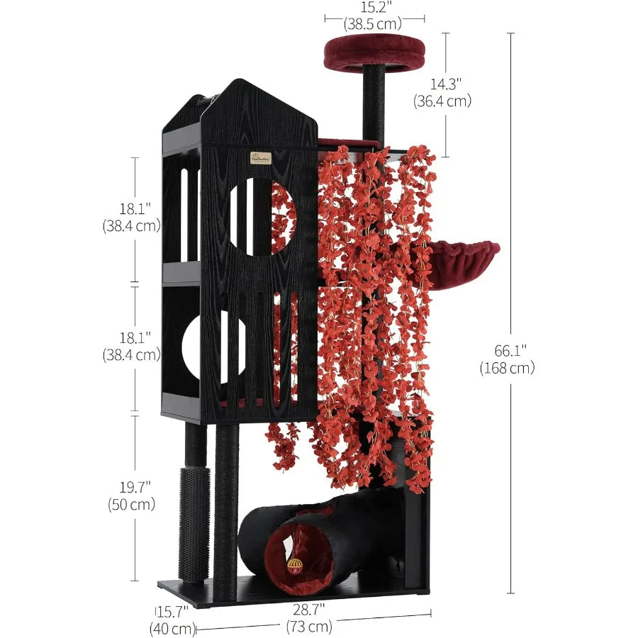 Gothic Cat Tree 67 Cat Tower for Indoor Cats Ideal for Large Cats Up to 20 lbs+ Features ExtraLarge Padded Platform SisalCovere