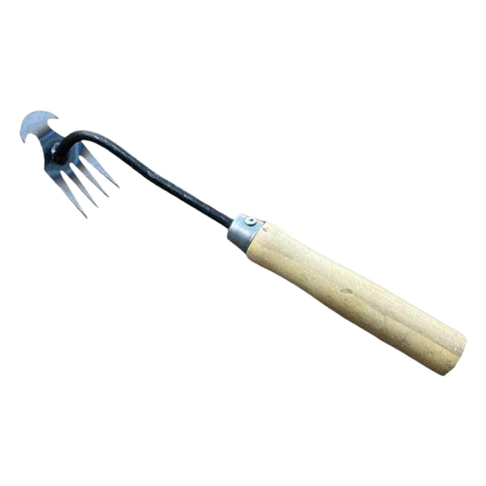 Garden Weeder Manganese Steel Grass Rooting Loose Soil Rake Ergonomic Handle Weed Extractor Sturdy V-shaped Fork Gardening Tools