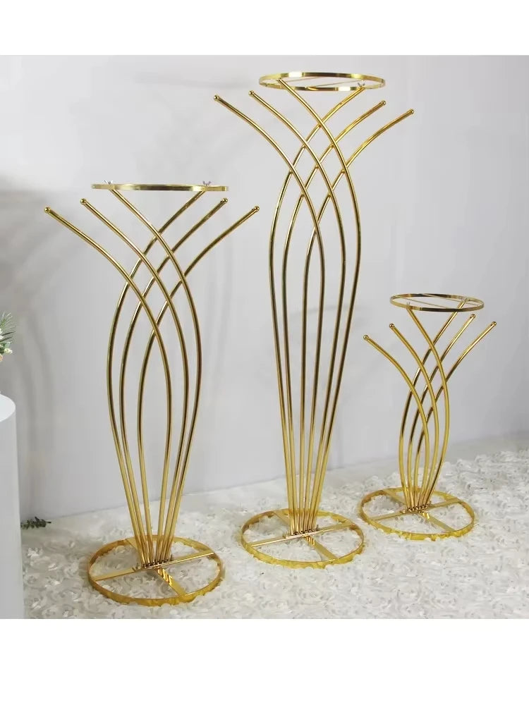 Wholesale Geometric Metal Floor Vases Column Stand Road Lead Flower Centerpieces for Wedding Home Events Decor