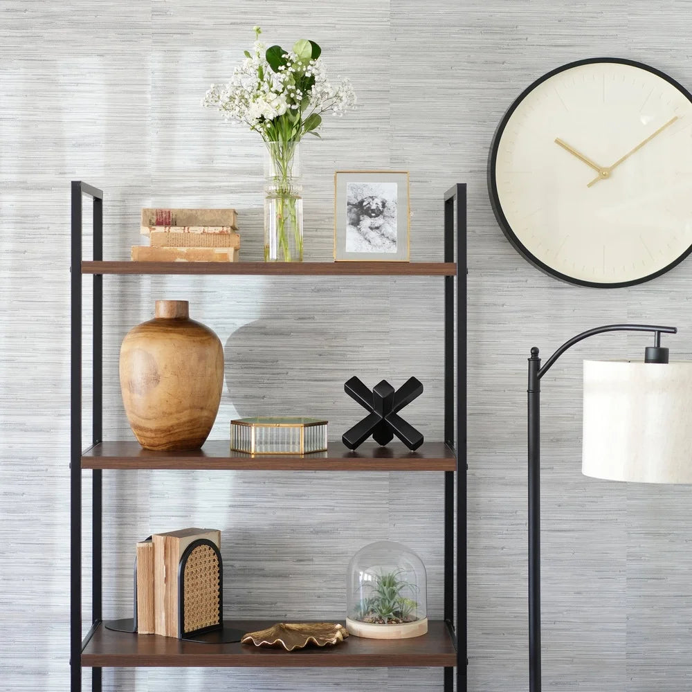 Iridescent Fluted Glass Vase 9.7 Inch Tall Durable Handcrafted Tabletop Centerpiece Home Accent Décor Washable Decorative Vase