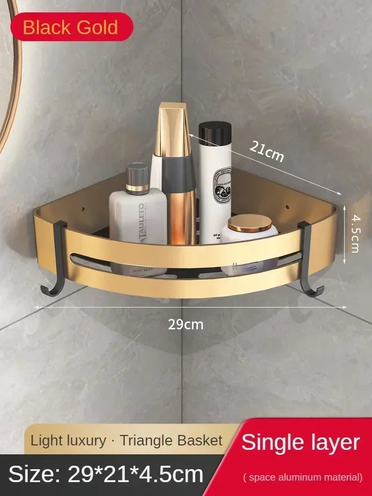 Bath Hardware Sets Organizer Aluminum Shower Towel Rack Black Gold Wall Mounted Bathroom Accessory Shelf Toilet Brush Holders