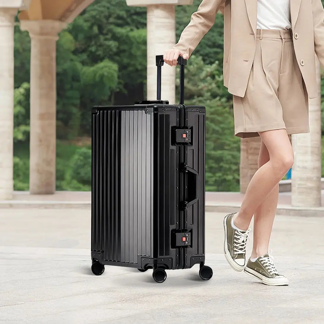 20 Inch Aluminum Rolling Trolley Case Cabin Suitcase Spinner Wheels USB Charging Travel Luggage With TSA Lock For Men Women 2025
