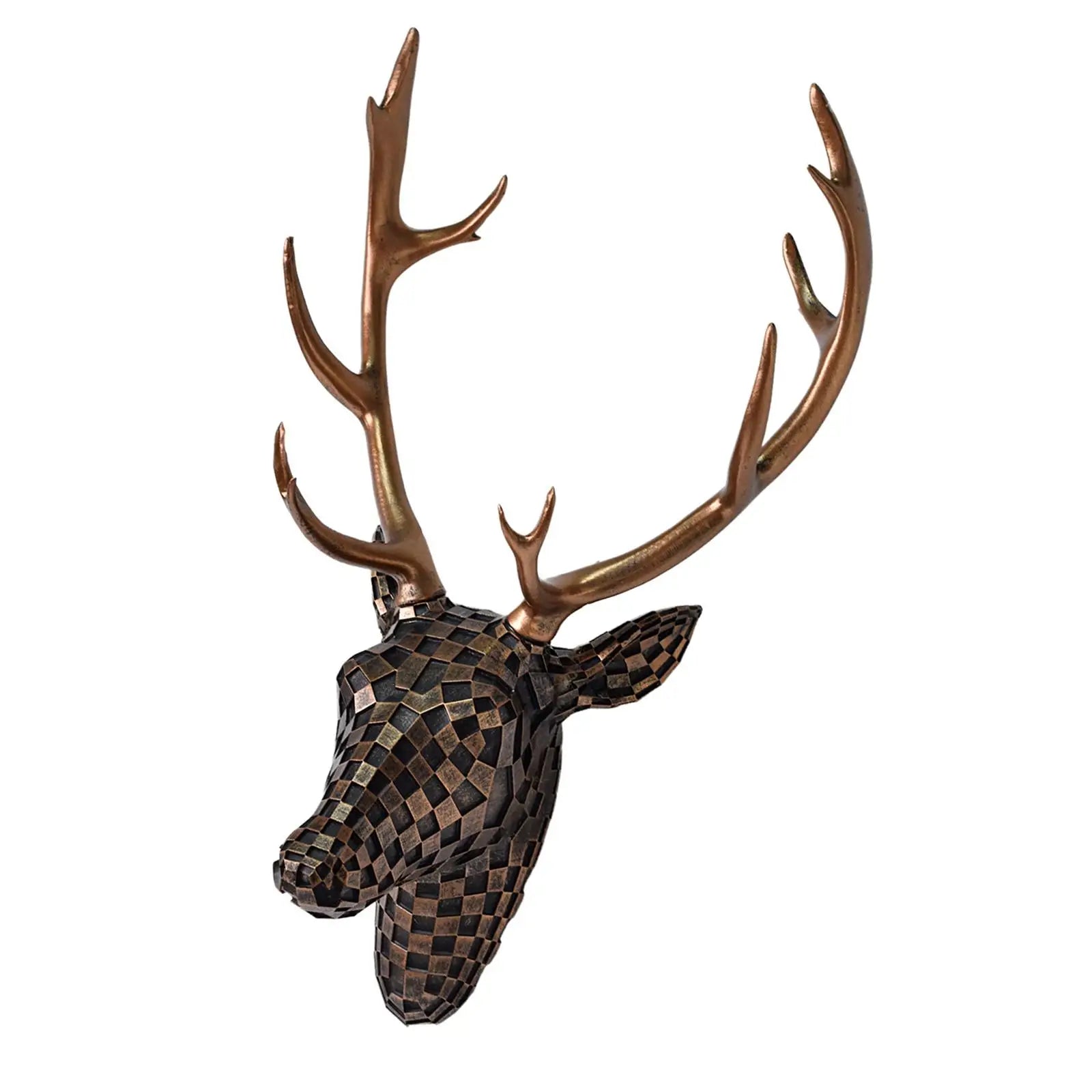 Deer Head Wall Mount Decor Creative Home Decor Artwork Wall Decor Hanging Ornament for Bedroom Office Living Room Indoor Hotel