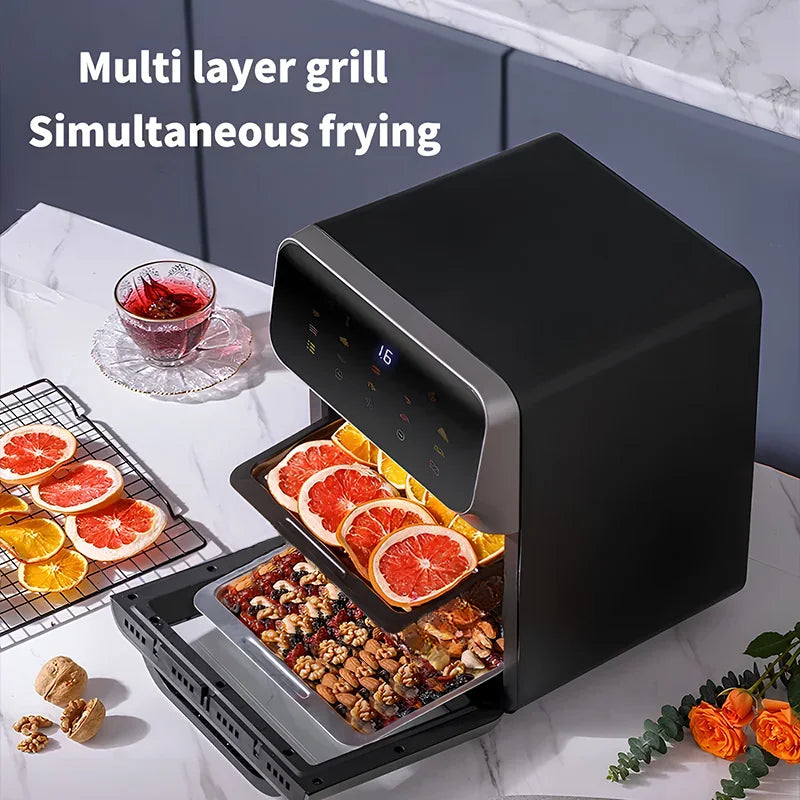 10L Electric Air Fryer Large Capacity Convection Oven Deep Fryer Without Oil Kitchen 360°Baking Viewable Window Home Appliance