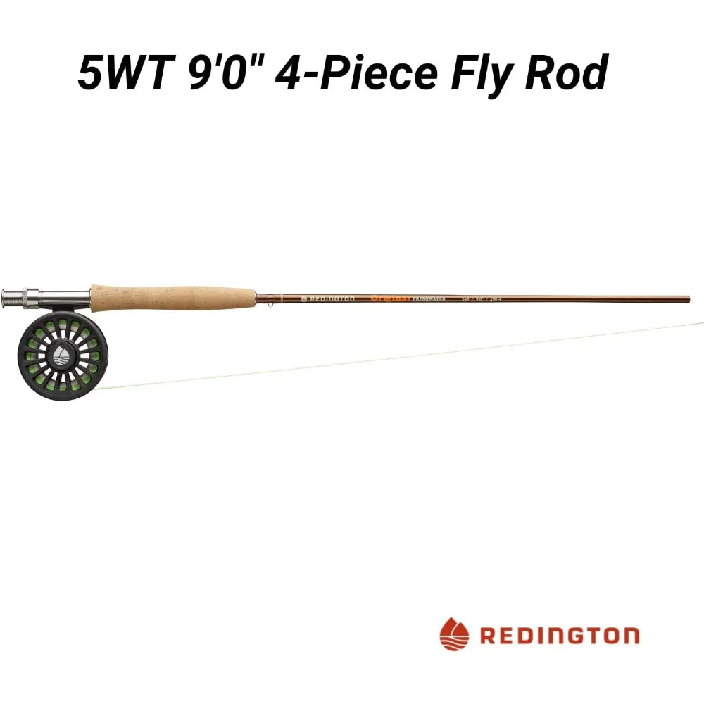 Original Fly Fishing Rod and Reel Combo Kit – 9’ 4-Piece Medium Action Rod, Crosswater Reel, Rio Fly Line, Leader, and Travel C