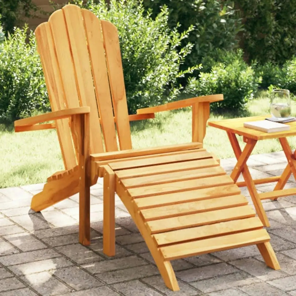Teak Wood Garden Adirondack Chair with Footrest Outdoor Patio Furniture Classic Design