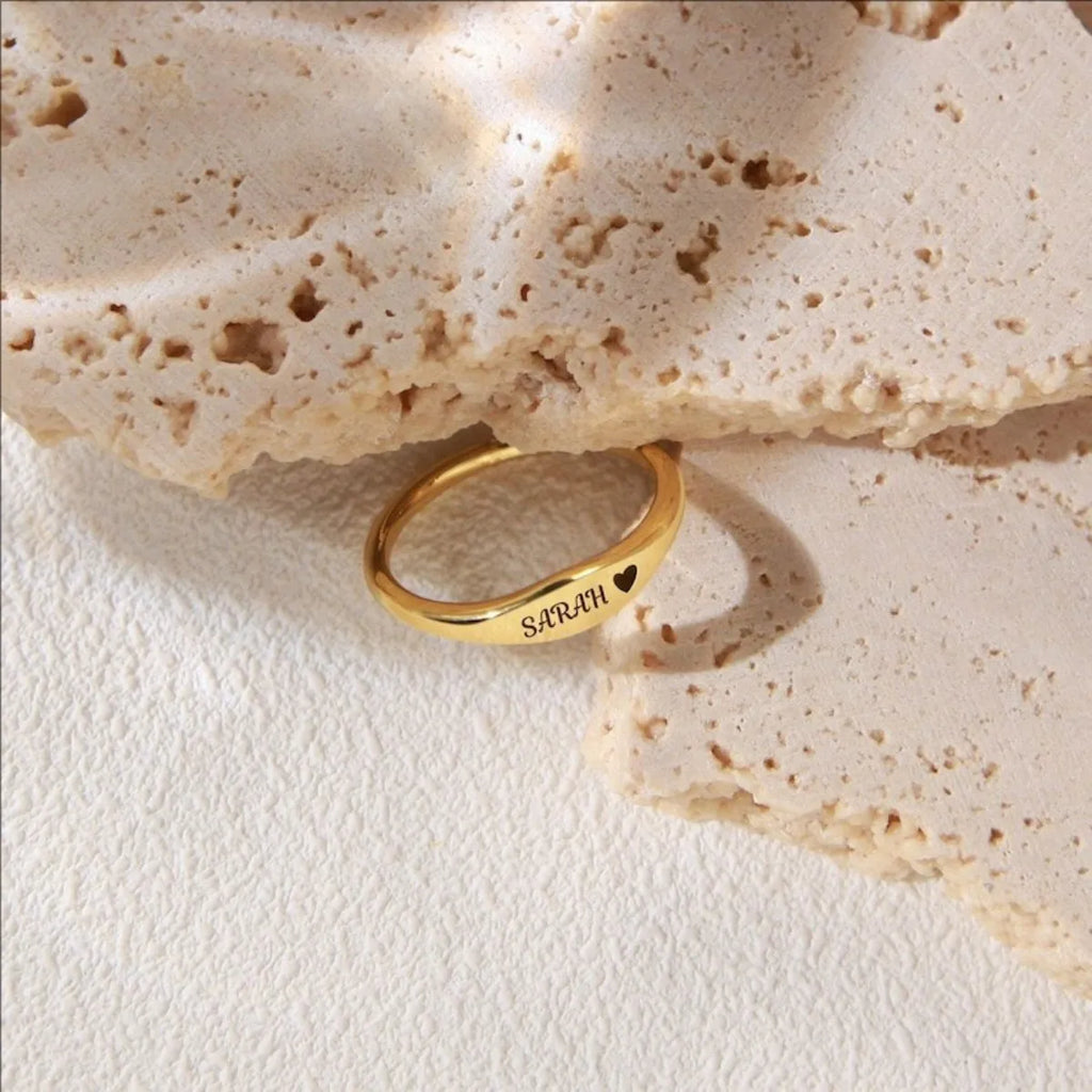 Custom Name Ring Skinny Custom Stackable Engraved Ring Bridesmaids Gift Baby Name Mothers Gift Personalized Gift For Her