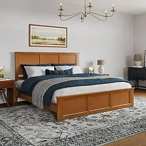Walnut AFI Charlotte King Size Solid Wood Platform Bed with Matching Footboard