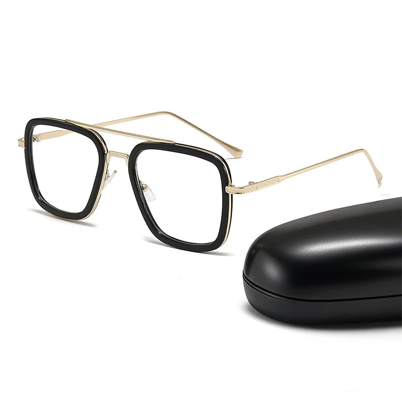 Tony Stark Robert Downey Square Sunglasses for Men Women Fashion Classic Vintage Design Metal UV400 Transparent Sun Glasses 2025