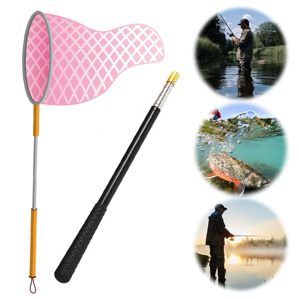 Retractable Telescopic Landing Net Handle Stainless Steel Fishing Rod Pole Fishing Accessories for Freshwater and Saltwater