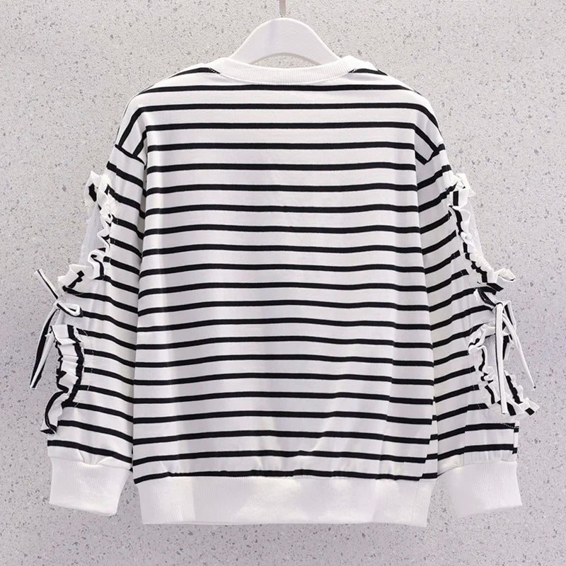 Baby White Shirts for Girls Sweatershirts Kids Outfits Cotton Teenagers Costumes Children Clothes Spring Autumn 6 8 10 12 Years