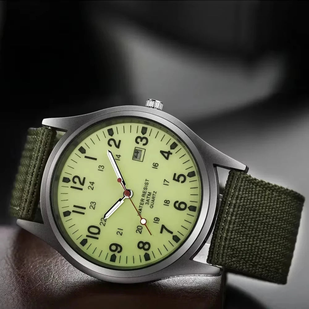 Mens Watches Luminous Hands Clock Luxury Military Sports Date Quartz Wristwatch Men Casual Nylon Watch Relogio Masculino
