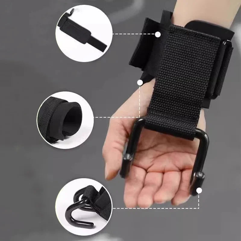 2Pcs Fitness Power Hooks Pull-Up Hard Pull Training Anti-Fall Lifting Hook Power Hook Grip Wrist Strap Pull-Up Hand Straps