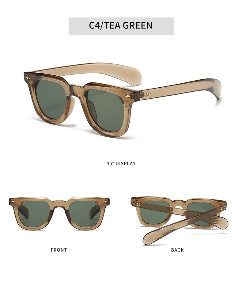 Ins Popular Women Square Sunglasses Men Vintage Rivets Punk Female Shades UV400 Fashion Male Sun Glasses