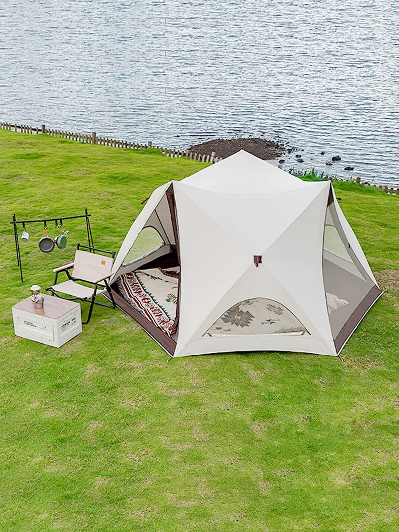 Lohascamping One-touch beach tent Awning tent Outdoor Automatic Quick-opening Tent Rainproof Hexagonal Camping Pop Up Tent Big