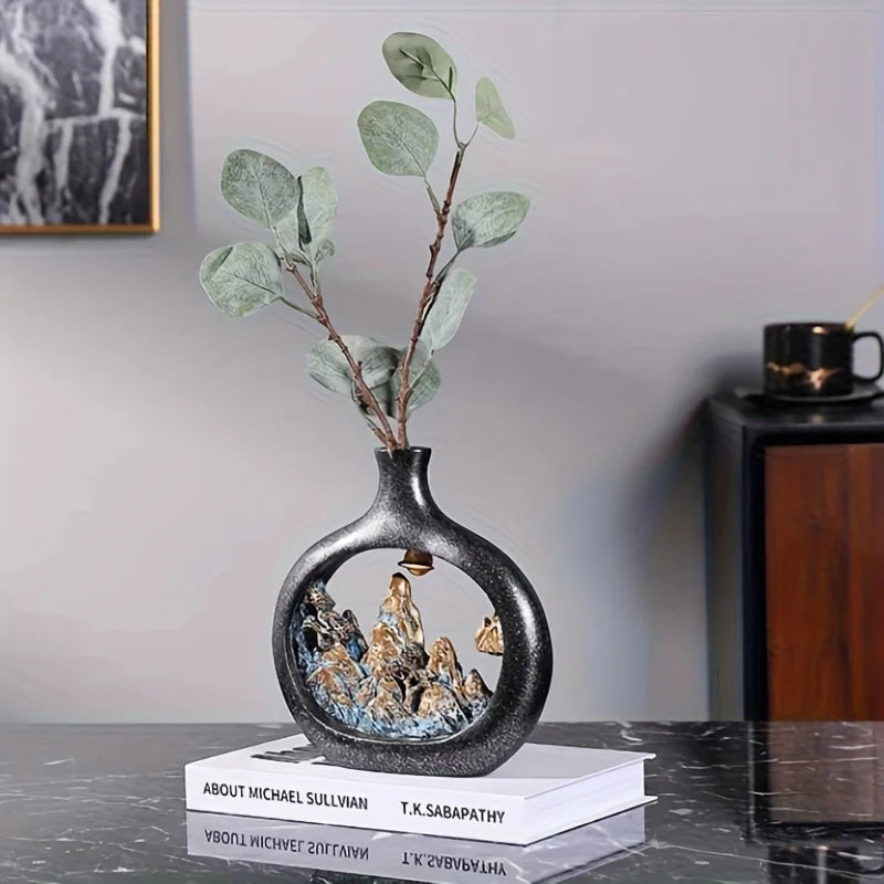 1PC Landscape Retro Decoration - Modern Desktop Vase Display - Suitable for Living Room and Office Vase Decoration