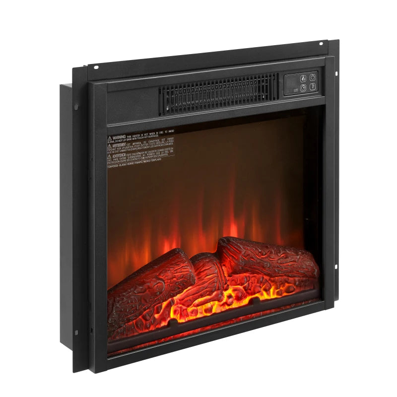 Electric Fireplace Insert 18 1400W 120V ,Equipped with remote control, ultra thin heater with log set & realistic flame - BLACK
