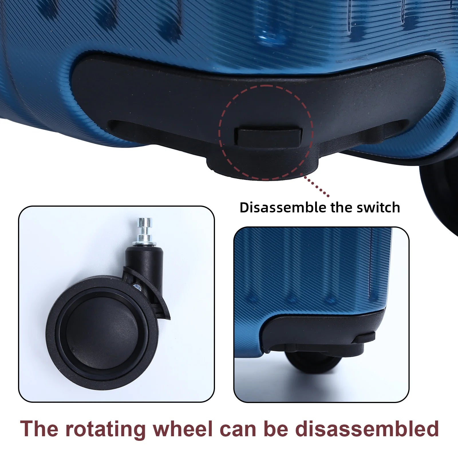 Unisex 20''Carry-on Luggage with Portable Hook & Removable Wheels Anti-collision Corner Sturdy Handle Suitcase For Solo Trip