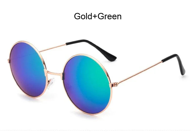 Classic Round Sunglasses Women Vintage Circle Design Sun Glasses For Women Male Small Frame Metal Colorful Ocean Mirror Retro