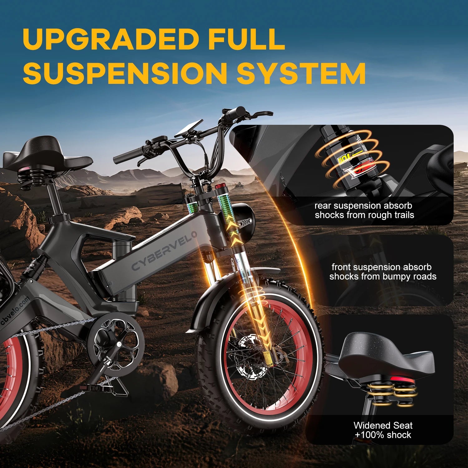 1000W(Peak 1500W)Folding Electric Bike for Adults,35MPH 100Mile,48V 25Ah Removable Battery,20" x 4.0 Fat Tire Foldable Electric