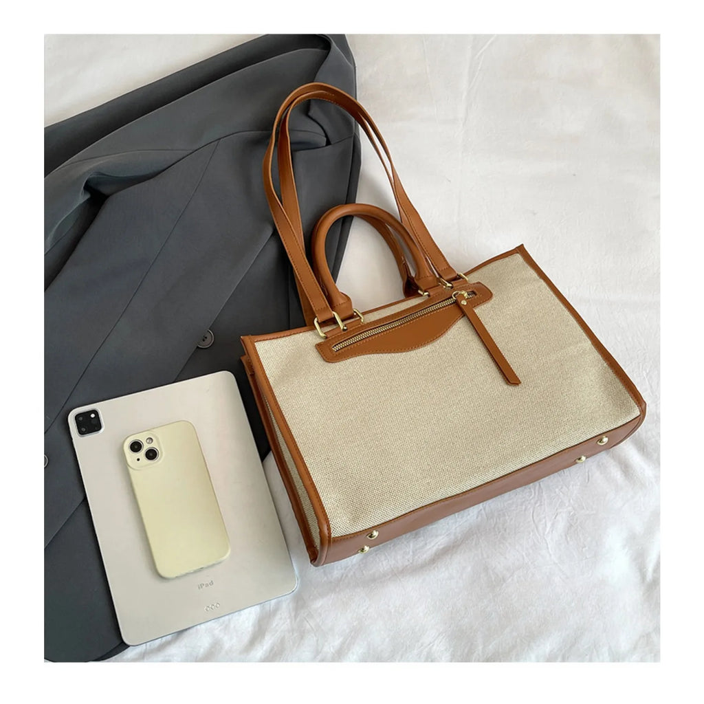 large-capacity women's leisure canvas bag, simple single-shoulder commuter bag Tote bag, suitable for daily commuting