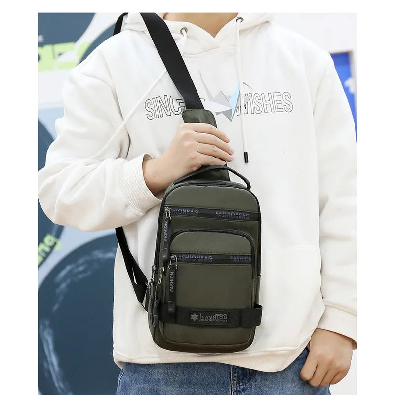 Chest Bag For Men New Large Capacity Shoulder Korean Version Travel Lightweight Nylon Crossbody Bag Backpack