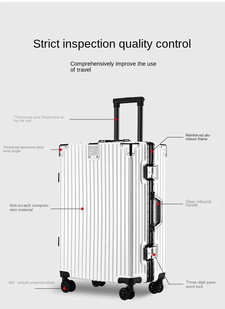 Suitcase Aluminum Frame 20 inch Carrier Trolley Case Removable Universal Wheels 22-30 inch Large Capacity Travel Suitcases