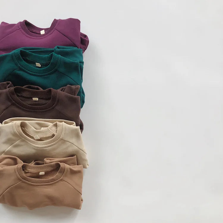 Autumn New Children Casual Sweatshirt For Boys Girls Long Sleeve Sweatshirt Solid Baby Loose Pullover Cotton Kids Clothes