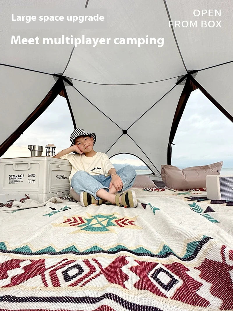 Lohascamping One-touch beach tent Awning tent Outdoor Automatic Quick-opening Tent Rainproof Hexagonal Camping Pop Up Tent Big