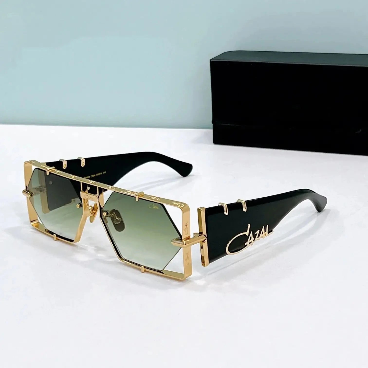 ORIGINALCAZAL MOD004 Top Quality Tortoiseshell Acetate Frame Retro Men Sunglasses Luxury Design Blue Lenses Women Couple Eyewear