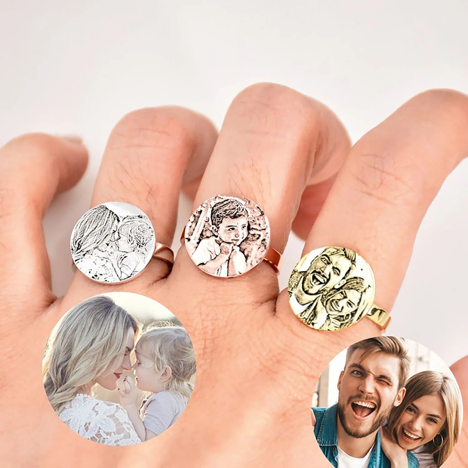 Custom Ring Personalized Photo Ring Memorial Jewelry Photo Rings Personalized Pet Pictures Engraved Ring Memorial Gift Bff Ring