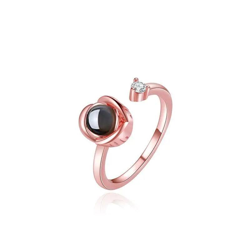 Dascusto Custom Projection Ring Adjustable Size Rose Rings Elegant Jewelry Gift for Female Friends and Mothers Personality Gifts