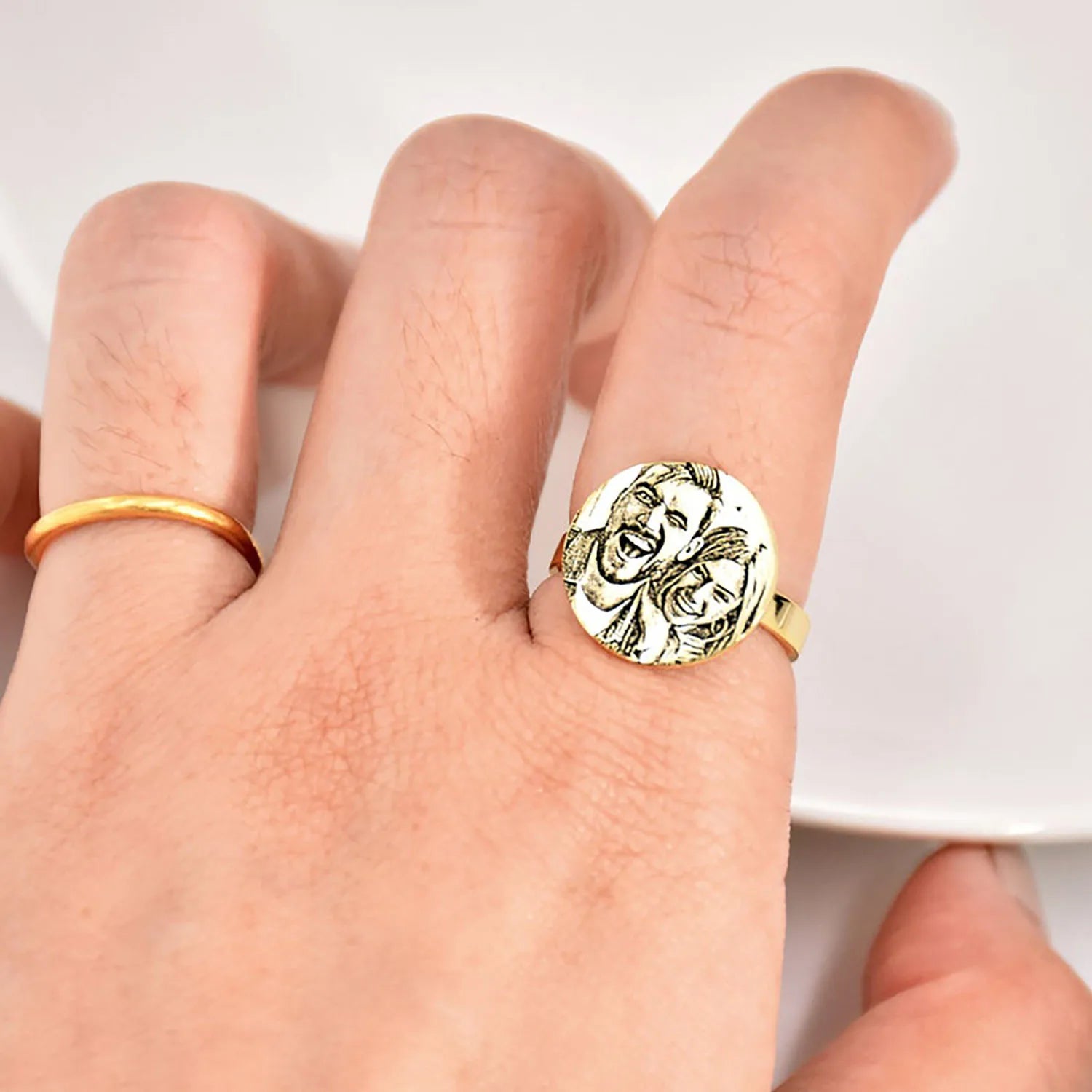 Custom Ring Personalized Photo Ring Memorial Jewelry Photo Rings Personalized Pet Pictures Engraved Ring Memorial Gift Bff Ring