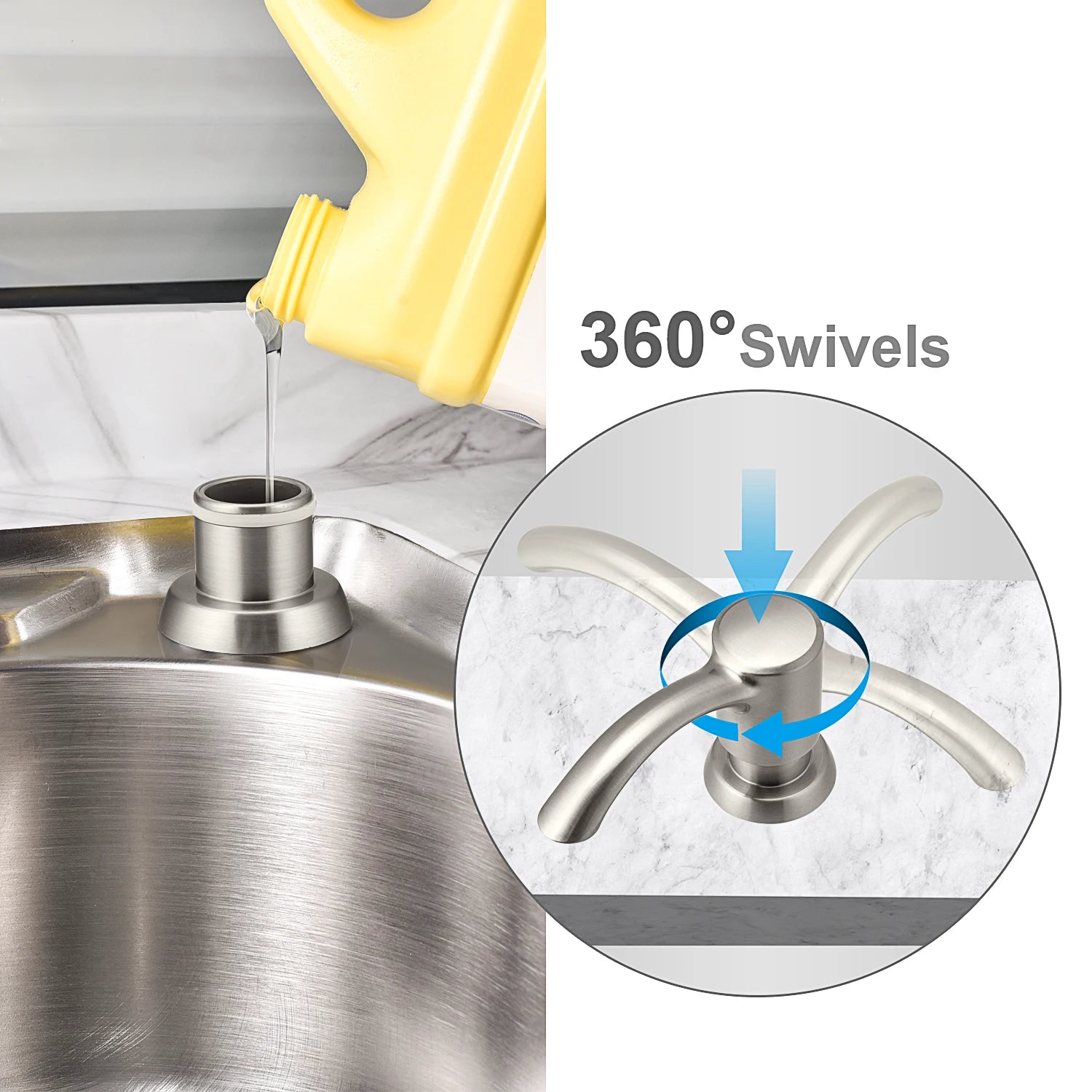 Samodra Nickel Soap dispenser Black Kitchen sink Counter Liquid Soap Dispenser Bottle kitchen accessories 360ml  Built in Pumps