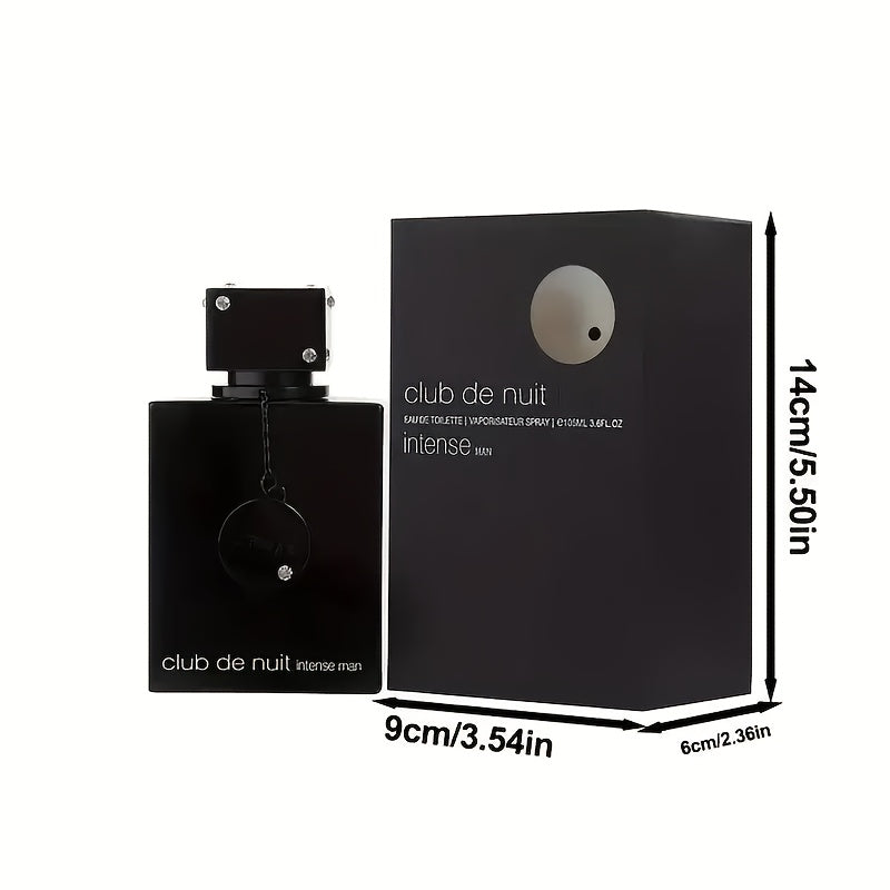 Club de Nuit Intense Men’s Cologne - 3.4fl.oz (100ml), Long-Lasting Floral Scent, Alcohol-Free, Black Elegant Bottle with Rounded Mouth & Metal Chain, Perfect for Parties, Dates & Social Events, Ideal Valentine’s Day or B