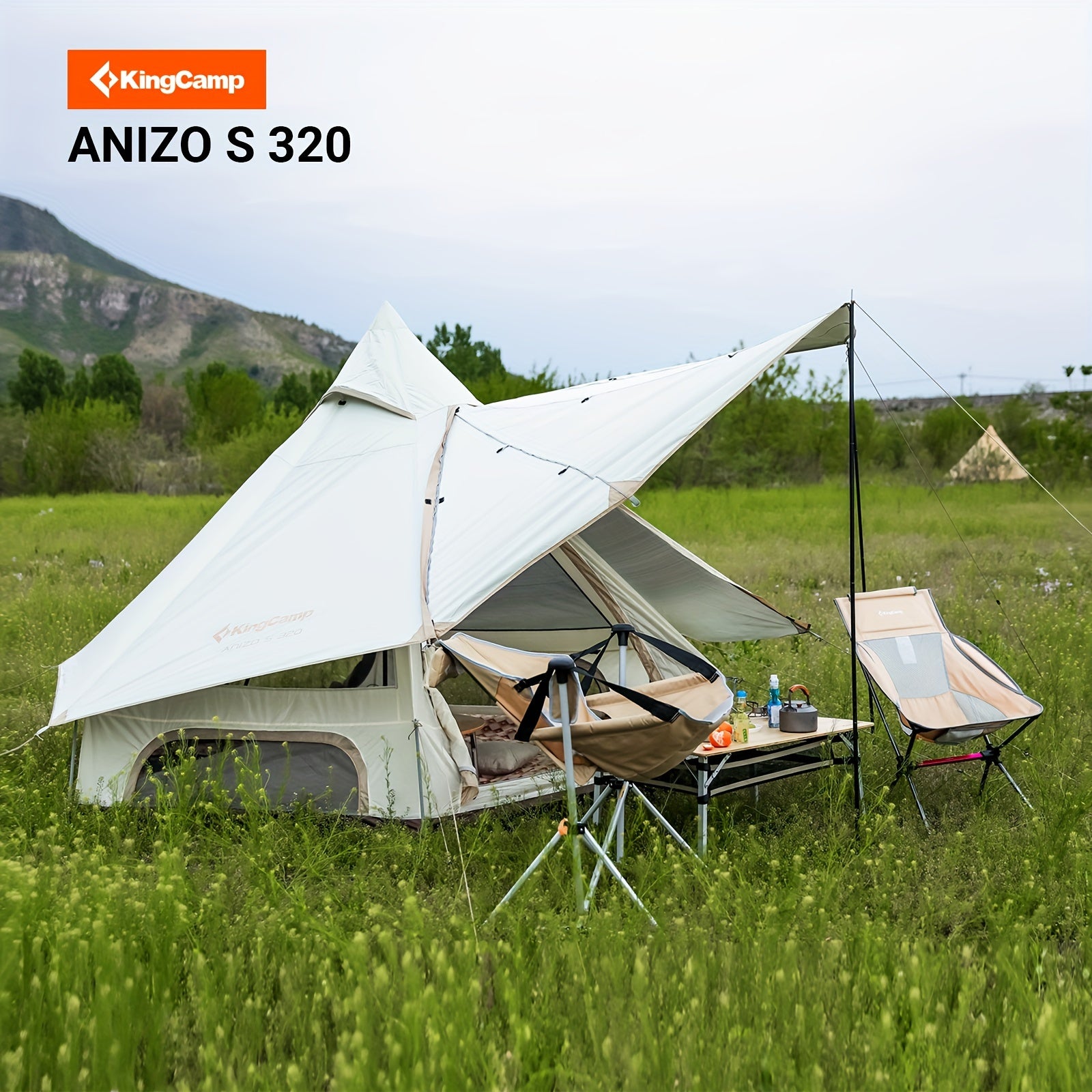 KingCamp Camping Tent 5-6 Person 4 Season Double Layers Waterproof Anti-UV Windproof Tents Family Outdoor Camping Tent