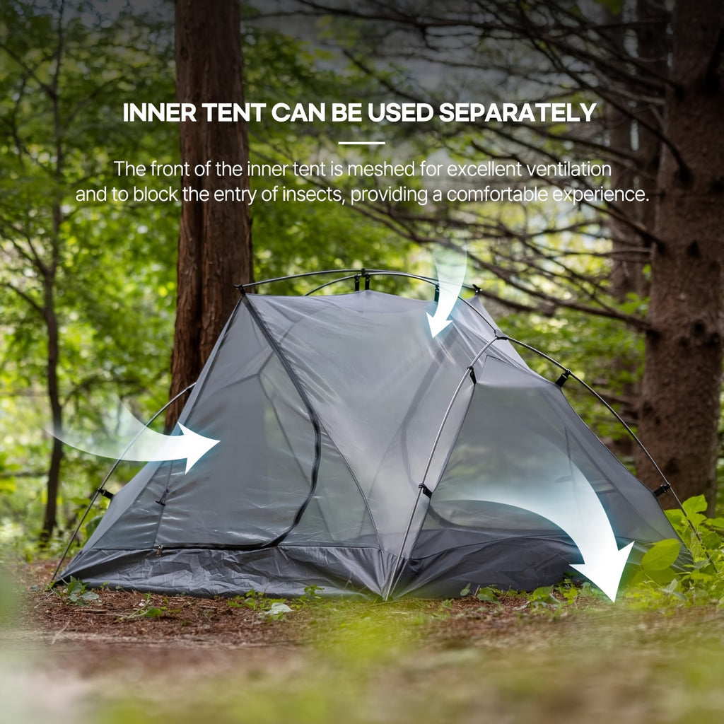 IDOOGEN 1 Person Tents for Camping, Lightweight Backpacking Tent Double Layer Waterproof Two Doors Camping Tent for Outdoor Hiking Camping Mountaineering Travel