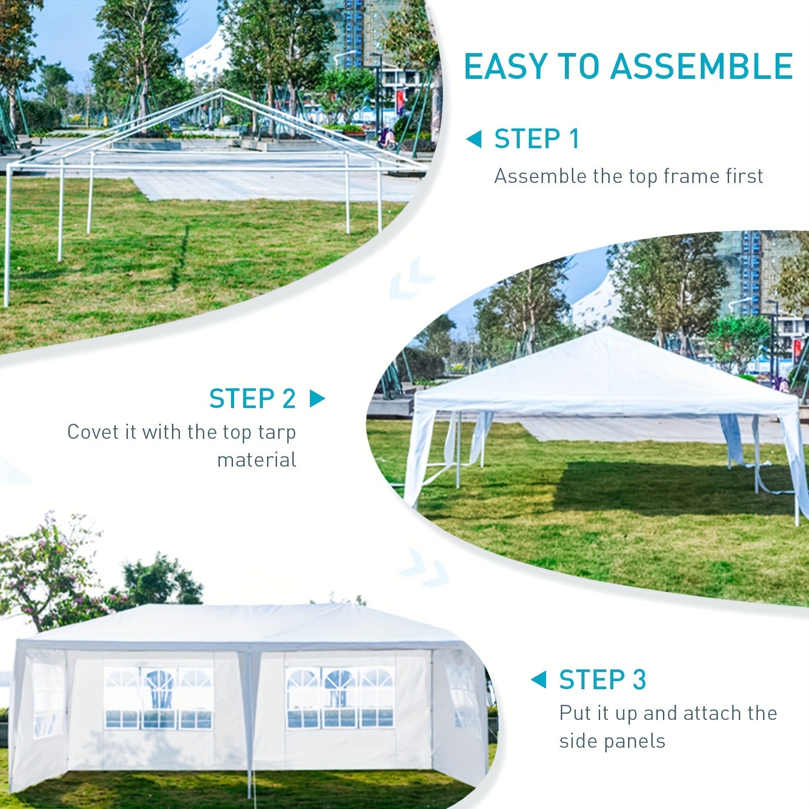 ANTSKU 10'x20' Outdoor Party Tent, Large Wedding Birthday Tents for Parties, White Canopy Tent with 4 Removable Sidewalls & Transparent Windows, Outside Gazebo Event Tent for Garden, Patio and Backyard