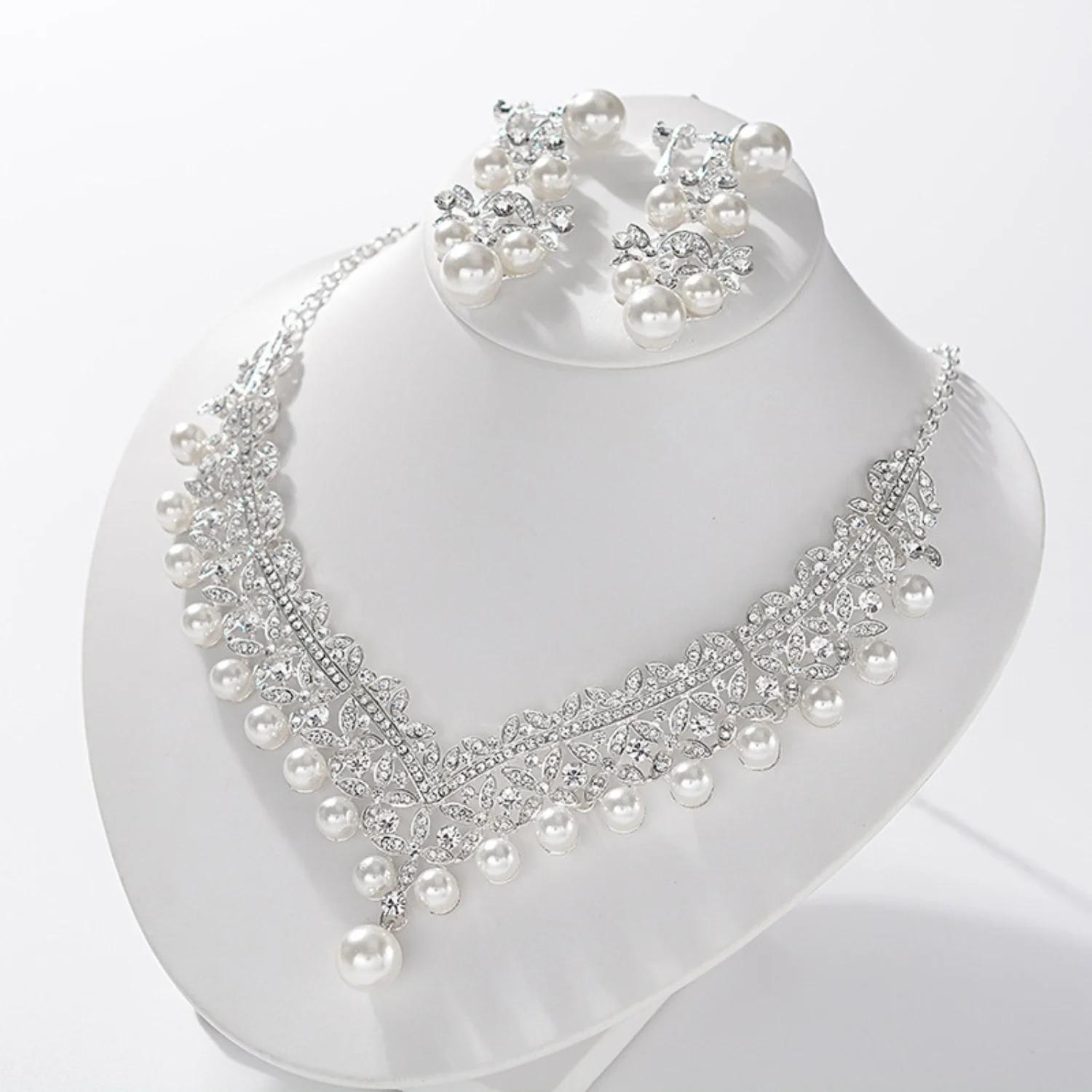 Wedding Jewelry Sets for Bride Bridesmaid Women Necklace Earrings Set Gift for Mother Friend Wife Daughter Sister Party Prom Jewelry