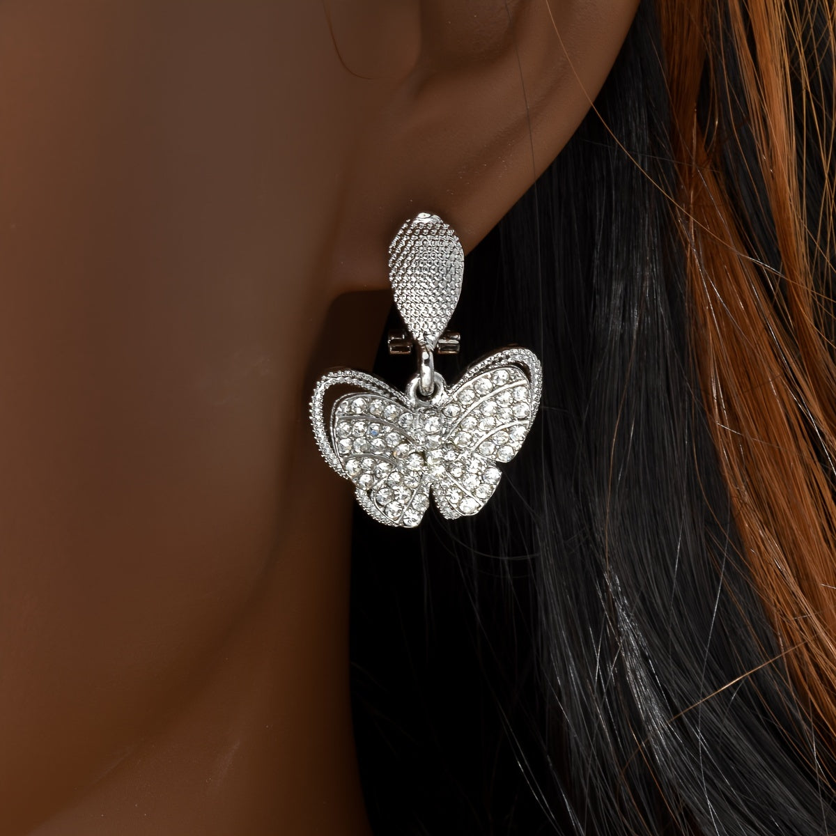 1-Set Exquisite Copper Golden Butterfly Jewelry Set for Women - Necklace, Bangle, Ring, Earrings with Pendant - Perfect Gift for Wedding, Party, Birthday, Anniversary, and Daily Wear