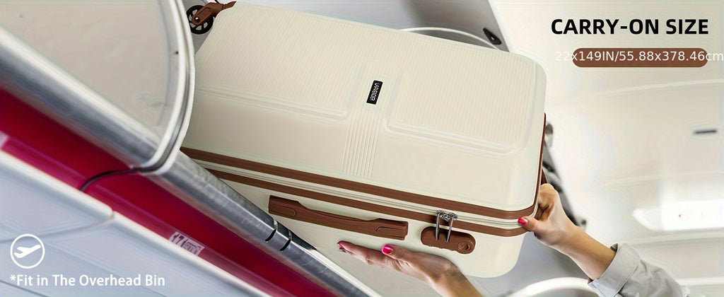 Luggage Sets 5 Piece, 28 Inch Expandable PP Hard Carry On Luggage Set With Rotating Wheels, 24 Inch Men's And Women's Lightweight Rolling Luggage, 20 Inch 3-piece Set For Portable Luggage, Beige